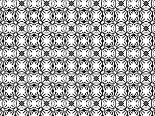 Black and white seamless floral pattern