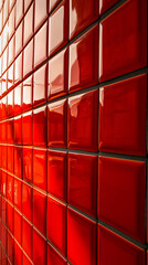 Abstract Red Wall Background with Glossy Tiles: Smartphone Wallpaper Showcasing a Sleek and Modern Aesthetic, Elevate Your Device with the Reflective Elegance of Glossy Red Tile Design