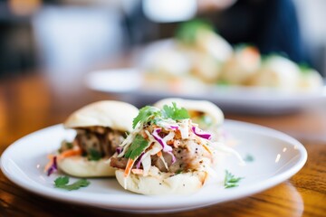 plate of kebab sliders with mini pita and slaw