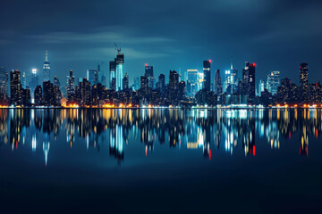 City night scenes and reflections in the water.