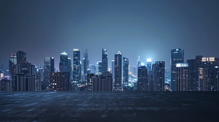 The skyline night view and open platforms of modern cities. - obrazy, fototapety, plakaty