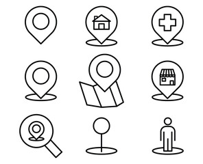 Set of Location pin icons or Location mark icons