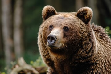 Large Carpathian brown bear portrait. Wild animal.