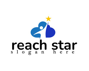 shadow reaching for stars clouds background logo design template