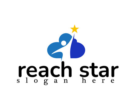 shadow reaching for stars clouds background logo design template