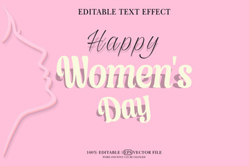 happy women's day card, vector 3D editable text effect template