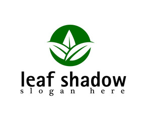 company leaf shadow logo design template