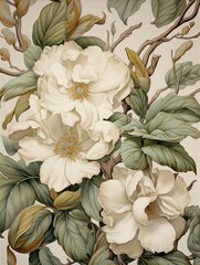 Fototapeta premium Art Nouveau Floral Designs: Earth-Toned and Neutral Floral Patterns