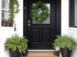 door with plants