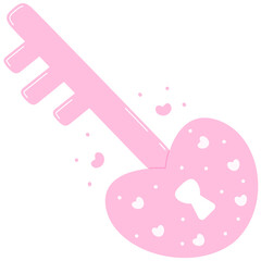 Pink key heart doodle
