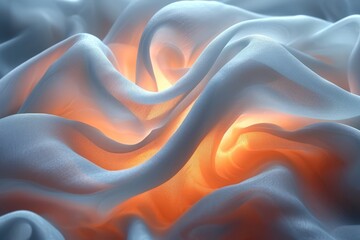 Fototapeta premium Texture, background, gradient frosted glass, flowing, transparent, elegant curves, coconut milk and peach fuzz pantone colors