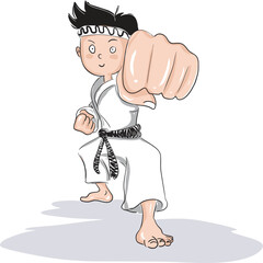 Karate kid wearing a black belt.
