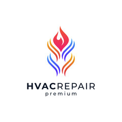 playful air temperature and fire for refrigeration or hvac logo design