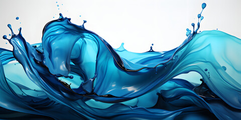 Blue Water Splash Effect. Blue Liquid Floating in the Air