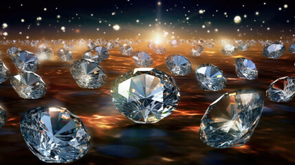 Shimmering Diamonds Suspended in Mid-Air, Captivating and Mesmerizing