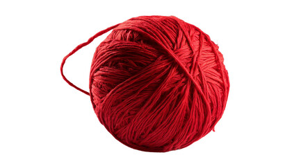 Ball of red yarn on transparent background.