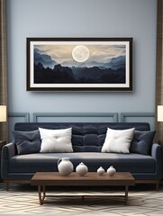 Celestial Moon Phases Panoramic Landscape Print: Scenic Vista Wall Art