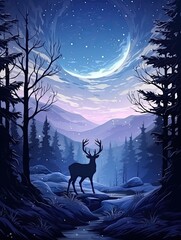 Celestial Zodiac Constellations Landscape Poster with Horoscope Symbols