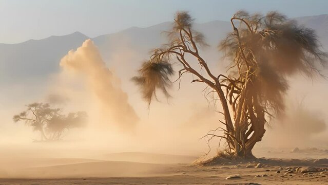 Whispers in the Fog As the fog envelops the desert, the only sounds are the muffled whispers of the sand and winds.