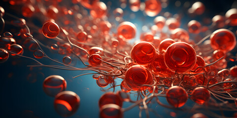 Flowing Red Blood Cells. Human Blood Background
