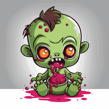 Baby monster vomits after eating poison illustration