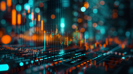 Stock market trend chart abstract background