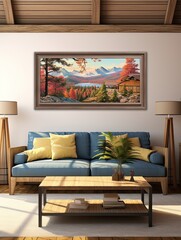 Cozy Cabin Getaways: A Panoramic Landscape Print of an Expansive Retreat, Scenic Vista Wall Art