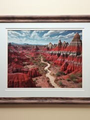 Crimson Badlands Scenes: Arid Beauty Framed Landscape Print