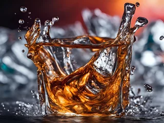 Fotobehang Eis ins Cocktail gefallen © DeMitoBella