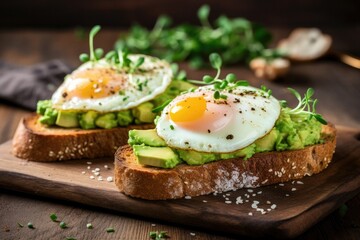 Fototapeta na wymiar Healthy breakfast toast with avocado and egg