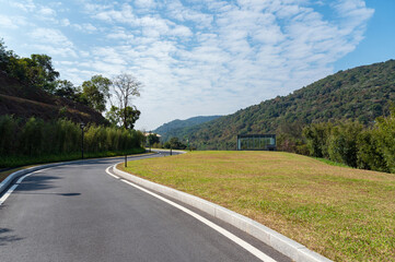 Clean roads and roadside meadows in the countryside