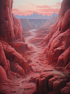 Crimson Badlands: A mesmerizing display of scenic prints and unique formations