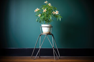 a jasmine plant in bloom on a victorian style metal stand