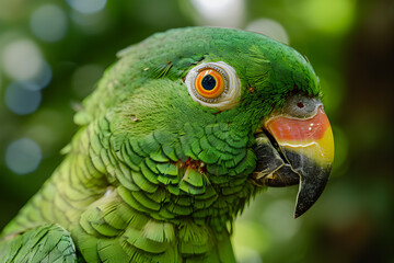 Obraz premium Explore the celestial details of an Angle Parakeet in this mesmerizing close-up photograph, capturing nature's avian masterpiece.