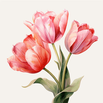 Women's Day. Greeting card with tulips. Vector illustration.