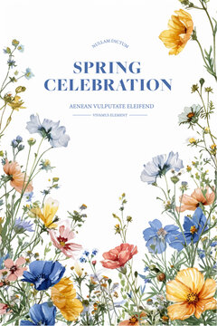 Fototapeta Vector watercolor spring banner
