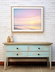 Serene Dreams: Pastel Paradise - Framed Landscape Print, Beach Frame, Seashore Decor