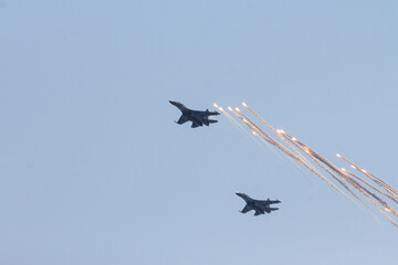 A Fighter planes of the Naval Forces of Ukraine at a military parade in the city of Odesa. Ukraine. August 24, 2021