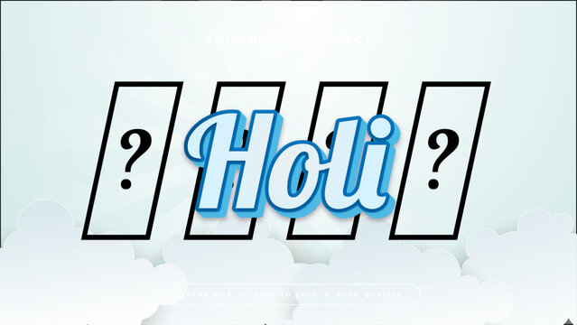 White and blue holi 3d editable text effect - font style. Colorful text style effect