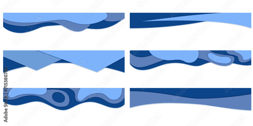 Poster paper cut divider header for app, banners or posters. set of template dividers shapes for website. c