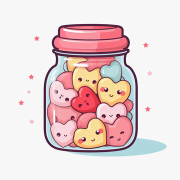 jar of cute heart candies clip art preview