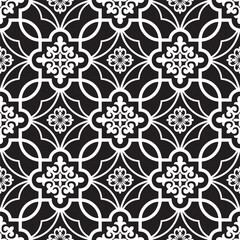 Abstract floral seamless pattern. Black and white. Modern stylish texture. Vector background