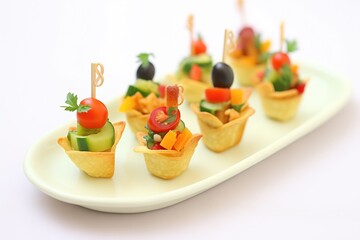 miniature nachos cups filled with guacamole and cheese
