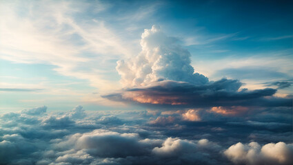 Whimsical Sky: Cloudscape Fantasia Weaving Tales in the Azure Atmosphere - obrazy, fototapety, plakaty