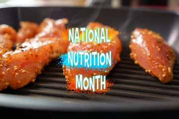 Celebrating National Nutrition Month With Wholesome Cooking on a Sizzling Grill. Selective focus