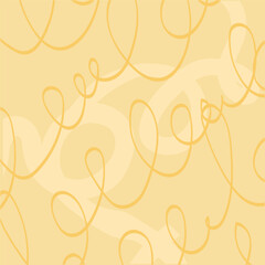 Hand drawn cute squiggle grid. doodle beige, yellow, golden wavy pattern with scribbles. Doodle square background with texture. Line art freehand grid vector outline grunge print