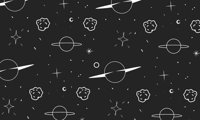Doodle galaxy space planets illustration