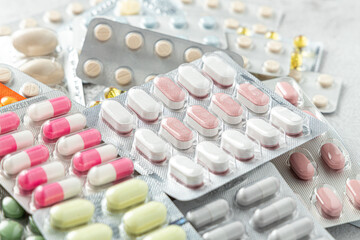 Variety of medicines and drugs.Medicine and healthcare concept.