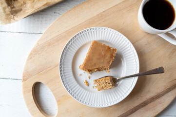 Hazelnut cake with coffee sugar glaze