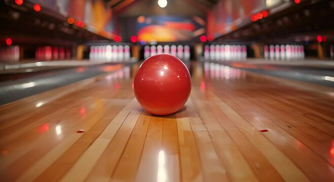 Close-up of a bowling ball. Bowling game concept
